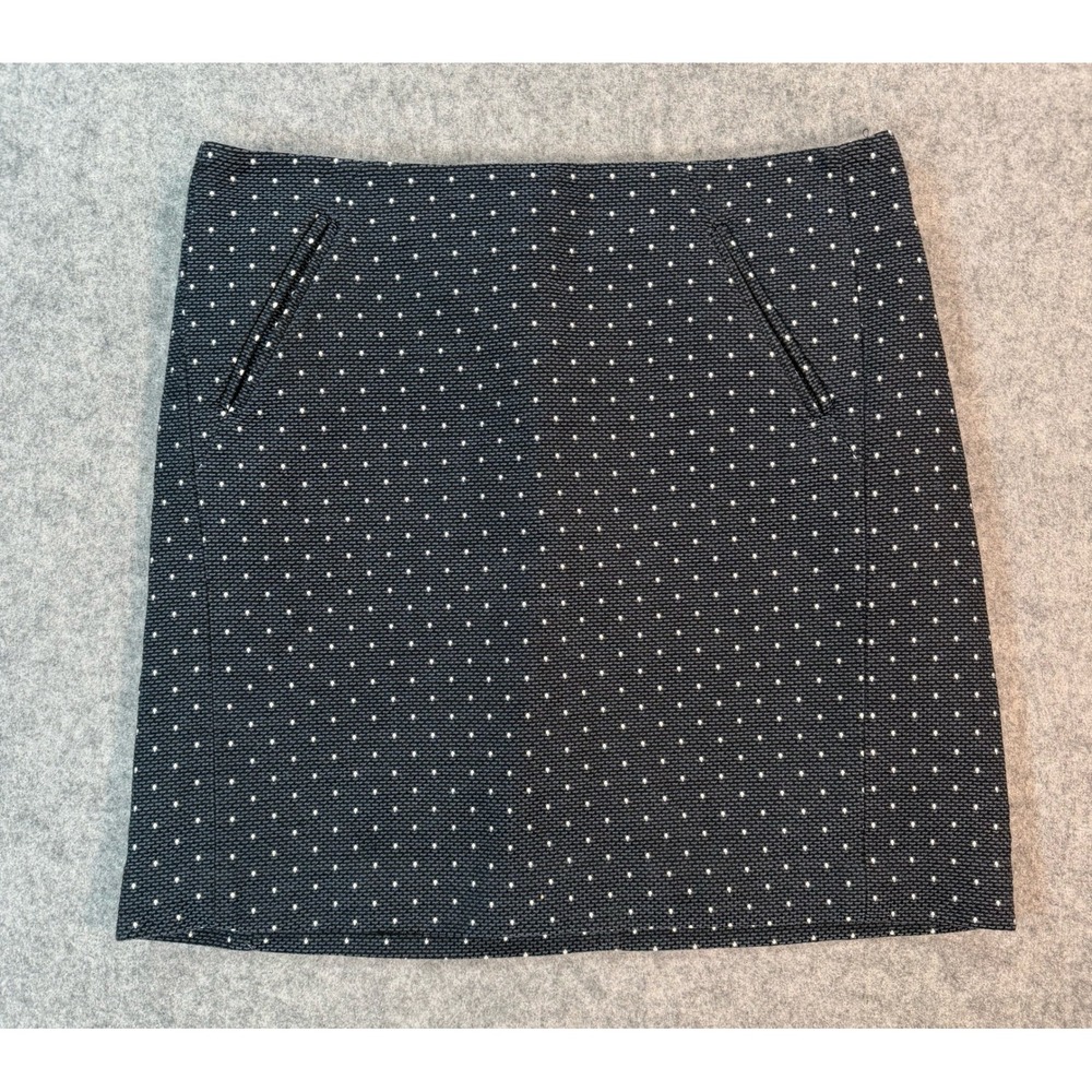 Ann Taylor LOFT Navy Blue Polka Dot Textured A-Line Mini Skirt Size 8